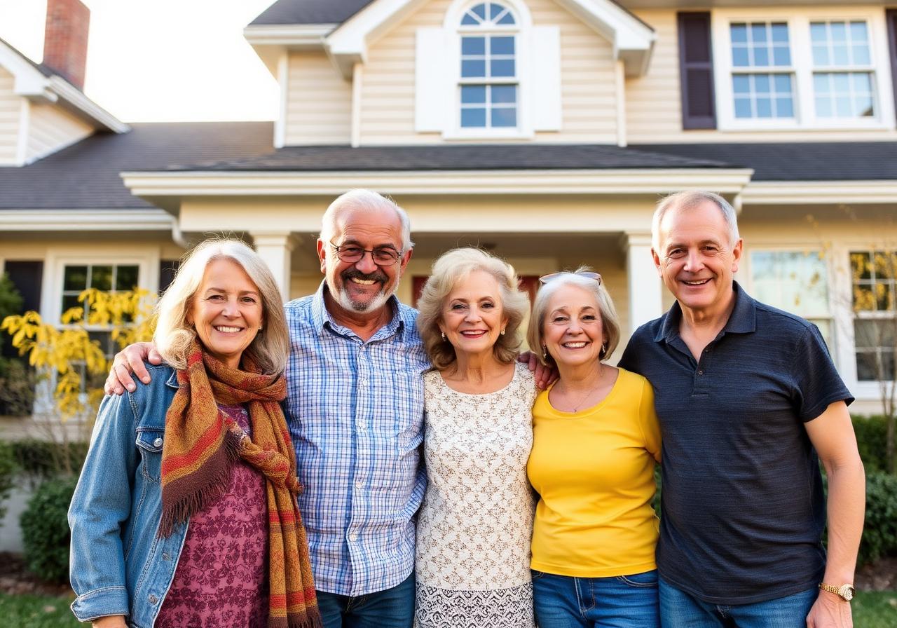 Happy homeowners outside their remodeled home
